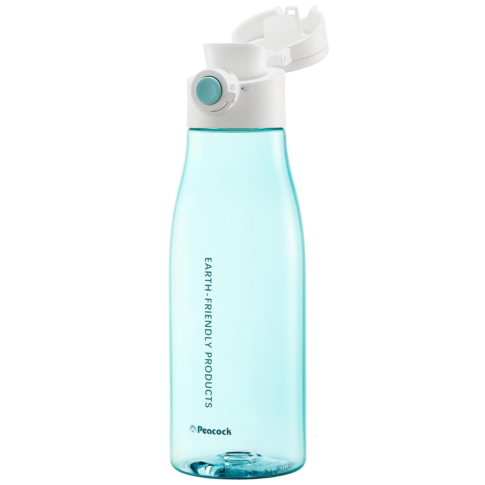 TSURUYA 24oz Tritan Water Bottles, Direct Drinking BPA Free Sports Water Bottle Leakproof Clear Plastic Water Bottles with Safety Lock Pop-up Lid and