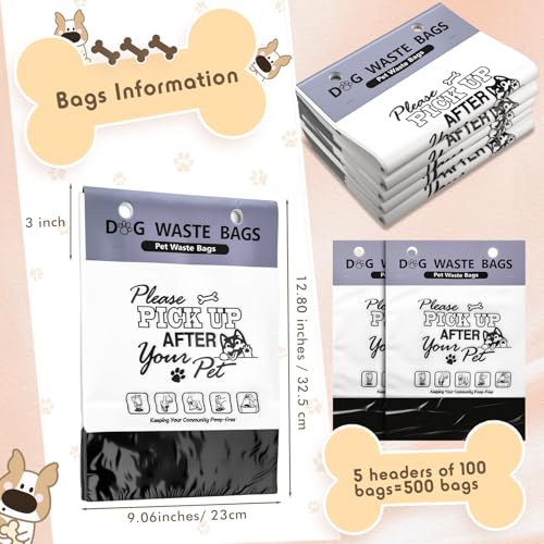 Image of Ireer 500 Pcs Thick Header Dog Waste Bags Bulk Dog Poop Station Refills Pet Waste Bags Thicker Leakproof Disposal No More Warm Yuck Feeling for Home Outdoor Parks Communities Hoas