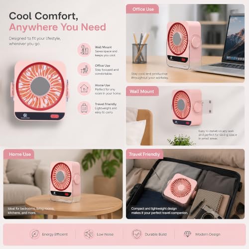 Image of Pixelated Rechargeable Fan for Home, 5 Speed Levels, 3600mAh Battery