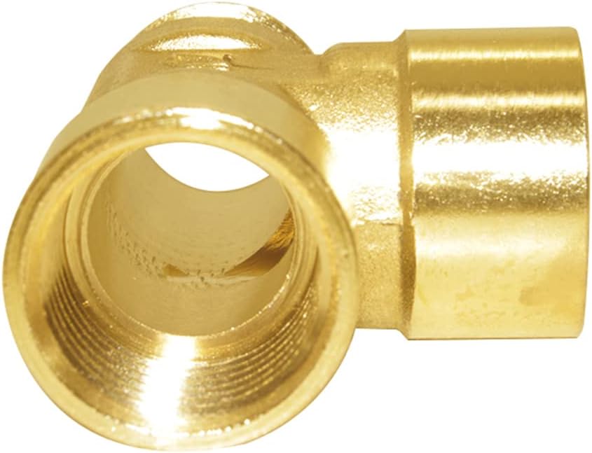 Joywayus Brass Pipe Fitting Barstock Tee 3 Way NPT 1/2" Female x 1/2" Female x 1/2" Male Hose Fitting