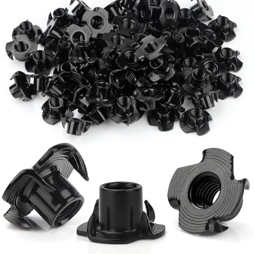 Mbsomnus Écrous à Griffes M4 x 8 mm Ecrou Prisonnier 30 Pièces Insert Bois Acier Au Carbone avec 4 Pointes à Enfoncer Insert Fileté Bois pour le Bois les Planches Meubles Murs D'escalade DIY