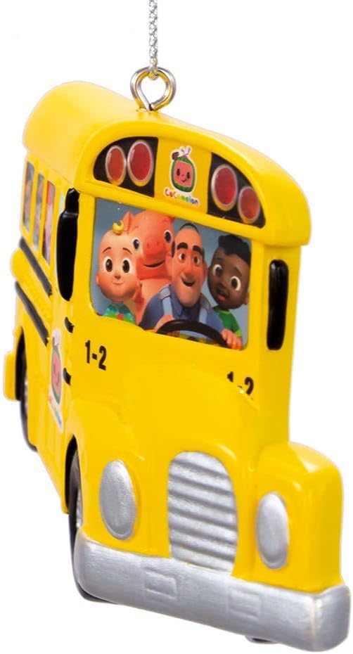 Kurt Adler Cocomelon Yellow School Bus Personalizable Ornament