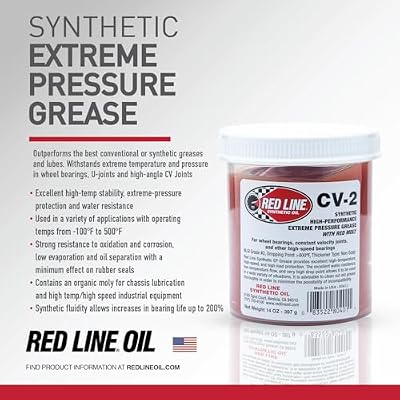 Red Line 80401 High Performance CV-2 Synthetic Grease Cartridge with Red Moly - 14 Ounce Jar