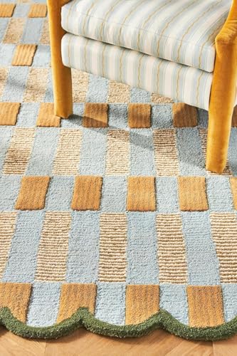 Handmade Scalloped Wool Area Rug – Hand Tufted Wool &