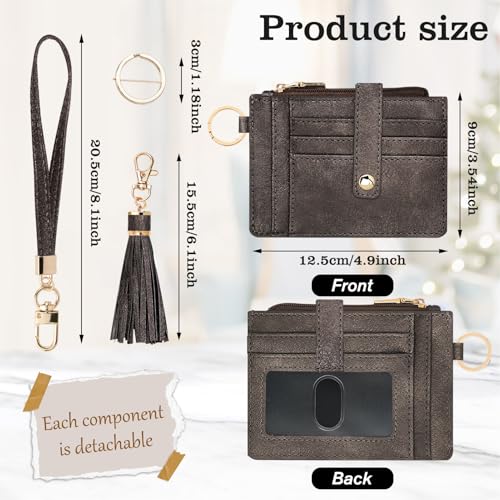 Image of KNGITRYI Small Wristlet Wallets for Women RFID Credit Card Holder Wallet Keychain Wristlet Wallet Credit Card Wallets for Women (Pearl Gray)