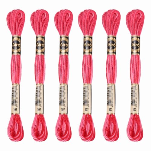 Image of PATIKIL 6 Skeins Embroidery Floss, Polyester Embroidery Threads Bracelets String for Cross-Stitch Hand Embroidery, Red