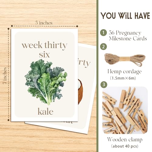 Image of 76 Pcs Locally Grown Baby Shower Decorations-36 Pcs Pregnancy Milestone Cards,Locally Grown Farmers Market Themed Party Decorations, Fruits And Vegetables To Track Baby Growth, Weekly Baby Size Cards For Pregnancy Announcement Photos 36 Pcs
