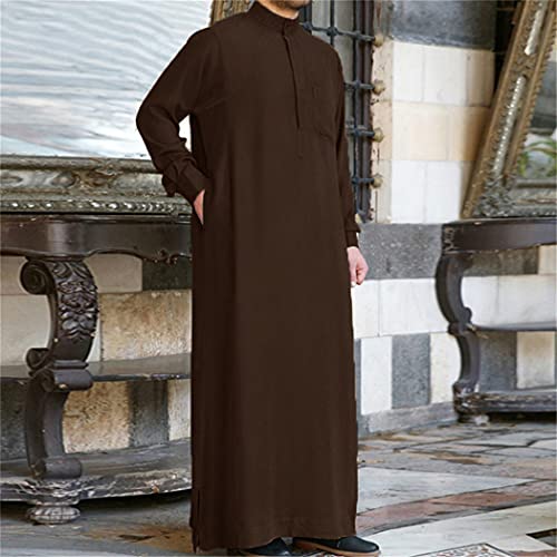 Men Muslim Islamic Kaftan Arab Vintage Long Sleeve Thobe Robe Loose Dubai Saudi Arab Kaftan3