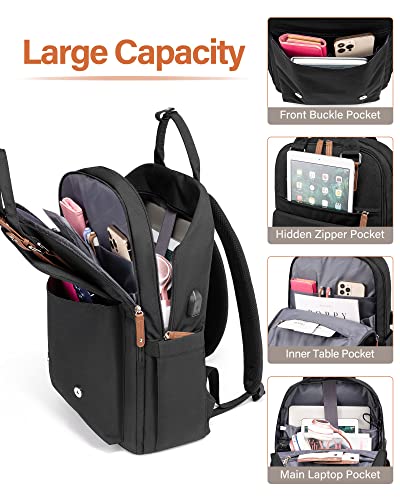 LOVEVOOK-Laptop-Backpack-for-WomenVintage-Work-Business-Travel-Backpack-with-USB-Charging-PortTeacher-Doctor-Nurse-Computer-Bag-PurseCollege-High-School-Backpack-Bookbag17-Inch-Black-Brown