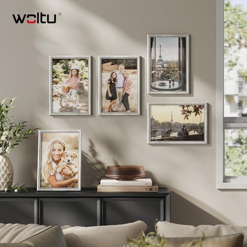 WOLTU Bilderrahmen 30x40, 5er set, Massivholz Fotorahmen mit Passepartout – Ansicht 2