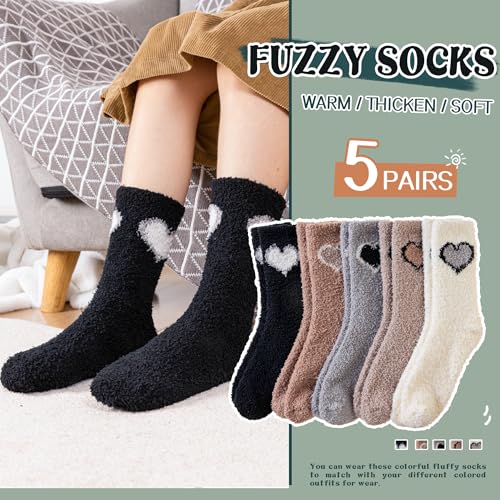 SeeyAN Womens Fuzzy Socks Fluffy Warm Slipper Winter Comfy Thermal Cozy Plush Sleep Home Cabin Socks4