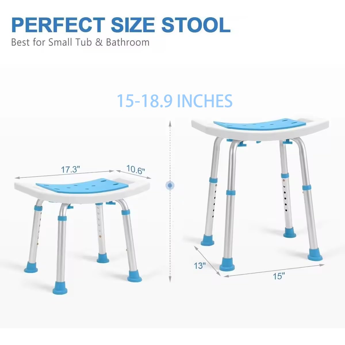 NEWFUN Taburete Ducha para Mayores, Silla de Ducha Antideslizante y Regulable en Altura, Montaje Sin Herramientas, 150 KG