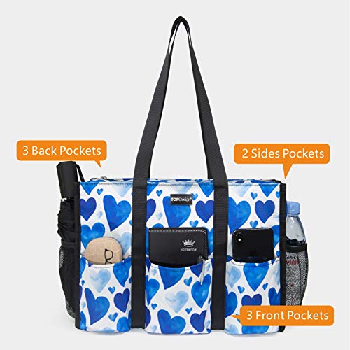 Image of TOPDesign Utility Water Resistant Tote Bag with 13 Pockets, Top Zipper Closure & Thick Bottom Support, for Working Women