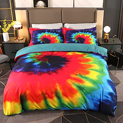 Encoft Boho Duvet Cover Tie Dye Twin Size Bedding Set For Kids Colorful Hippie Psychedelic Print Comforter Cover With 1Pillow Shams #TOP19