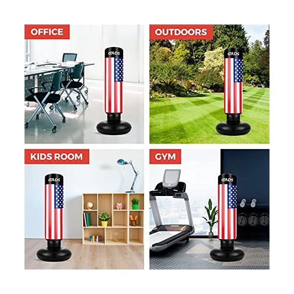 Gads-Punching-Bag-for-Kids-Premium-Inflatable-Bag-for-Immediate-Bounce-Back-62-inches-Free-Standing-Bag-for-Boxing-Kickboxing-Karate-Stress-Relief Kids Karate Punching Bag, Kids Kickboxing Bag, Bounce Back Punching Bag for Kids, Kids Boxing Bag, Punch Pro Punching Bag for Kids, Blow Up Punching Bag for Kids, Karate Punching Bag for Kids