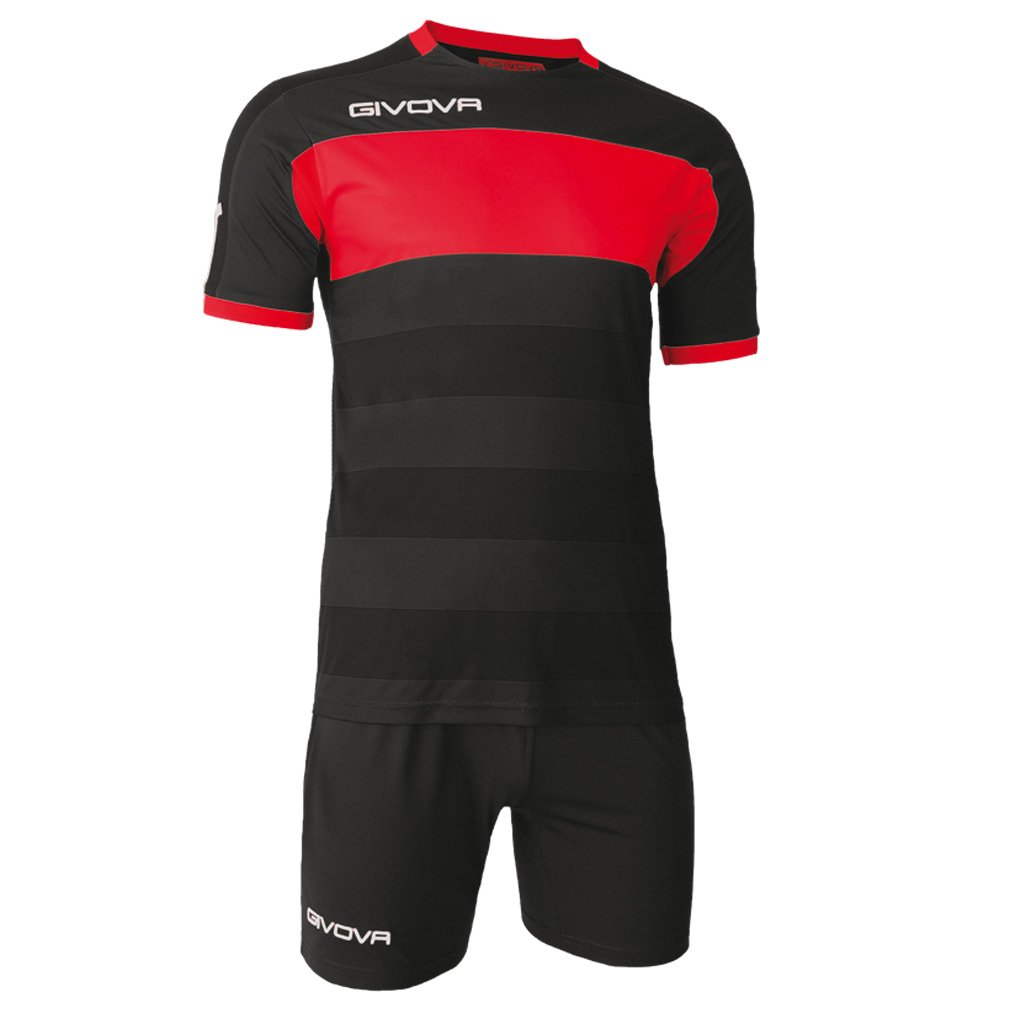 Givova, kit derby, schwarz/rot, M