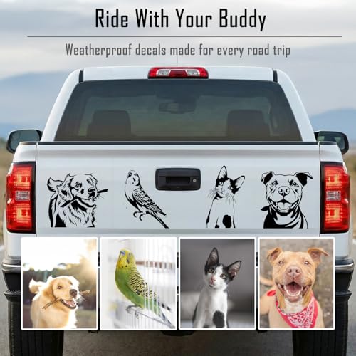 Image of Custom Stickers from Your Pet Photo, Line Art Vinyl Decals for Cars