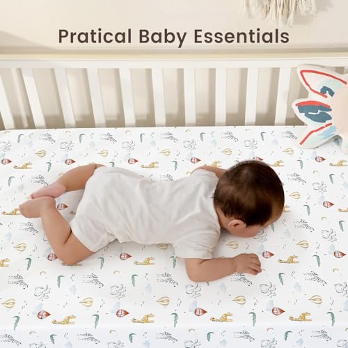Image of david's kids 3 Pack Mini Crib Sheets, Soft Breathable Premium Pack N Play Sheets for Baby Boys Girls Neutral, Playard and Mini Crib Mattresses, Animals