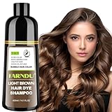 FARNDU Light Brown Hair Dye Shampoo for Gray Hair Coverage - 3 In 1 Natural Color Shampoo for Women & Men, Champu Para Canas Mujer