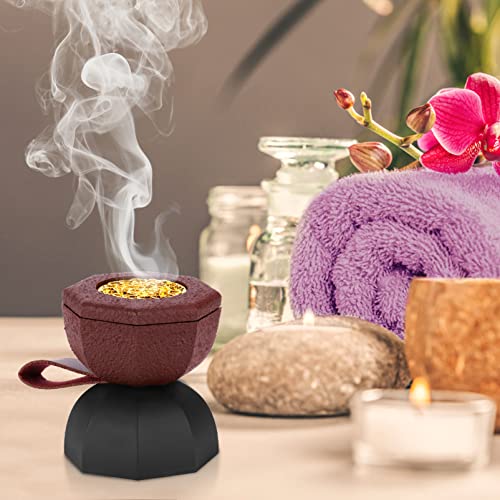 Terschelling Frankincense Resin Incense Burner, Portable Incense Censer, Bakhoor Burner, Charcoal Incense Burner - For Office & Home Decor(Black And Brown) #TOP4