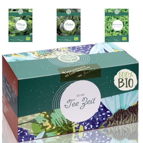 Bio Geschenk Anzuchtset – 3 Sorten Tee Kräuter Samen für dein eigenes...