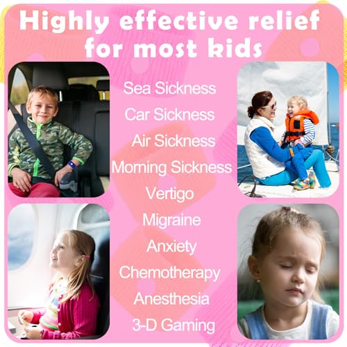Image of Tondiamo 4 Pairs Motion Sickness Bracelets for Kids Adults, Nausea Bands Travel Wristbands for Car, Plane, Cruise, Morning Sickness(Heart & Flower)