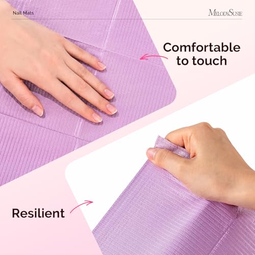Image of MelodySusie Disposable Nail Mats, 50Pcs 3-Ply Absorbent Nail Art Table Pads with PE Backing, 18 inch x 13 inch Nail Desk Protection for Manicure Pedicure, Salon Home DIY Purple
