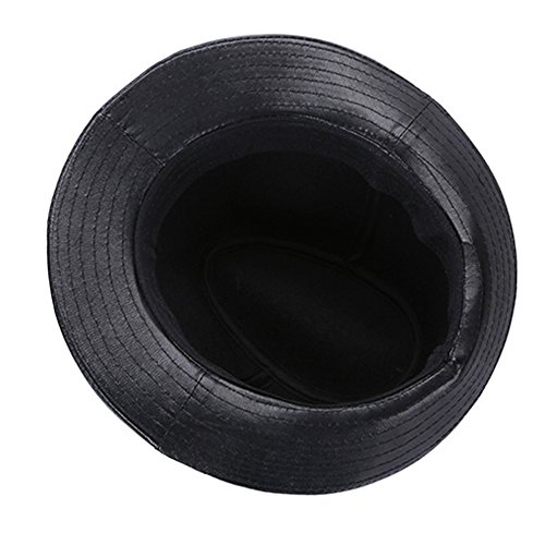 Sandy Ting Sheepskin Leather Hat Classic Cowboy Fedora Hat (Large/22-23In) Black #TOP7