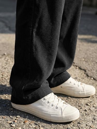 Image of JMIERR Mens Corduroy Pants Wide Leg Baggy Sweatpants | Loose Fit Joggers, Elastic Waist Drawstring, Casual Sweatpants, Vintage Pants, Fall Winter Fashion, Streetwear