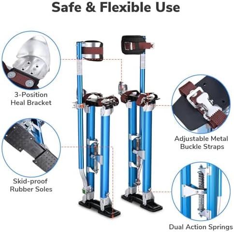 Adjustable 40" Aluminium Alloy Drywall Stilts - Professional Walking Stilts for Painters, Drywallers & Ceiling Installers - Durable, Lightweight & Height Adjustable Work Stilt