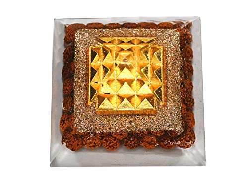 Image of Crystal Heaven Rudraksha Pyramid With 9 Pyramid Plate-Orgone Pyramid For Positive Energy,Vastu,Reiki And Chakra Healing