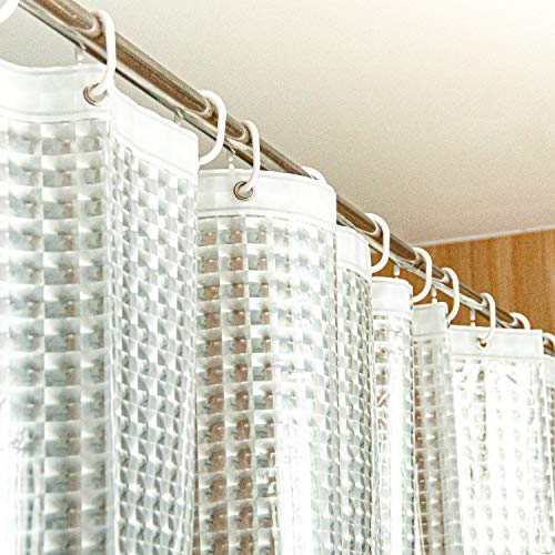 Image of NTBAY EVA Clear Shower Curtain with Checkered, Water-Repellent Liner with 3 Magnets for Bathroom, 72x72 Inches