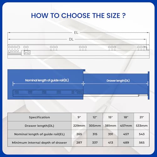 LONTAN Undermount Soft Close Drawer Slides 21 Inch Hidden Bottom Mount Full Extension Cabinet Rails with Rear mounting Bracket and Locking Devices 1 Pair Concealed Drawer Runners 100lb Load Capacity - Image 6