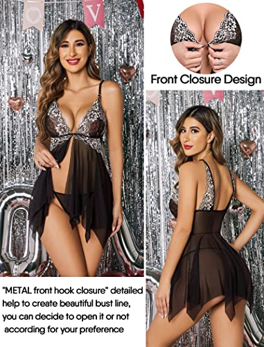 Avidlove Lingerie Lace Chemise V Neck Babydoll Full Slips Nightwear Strap Sleepwear Nightgown A Black #TOP2