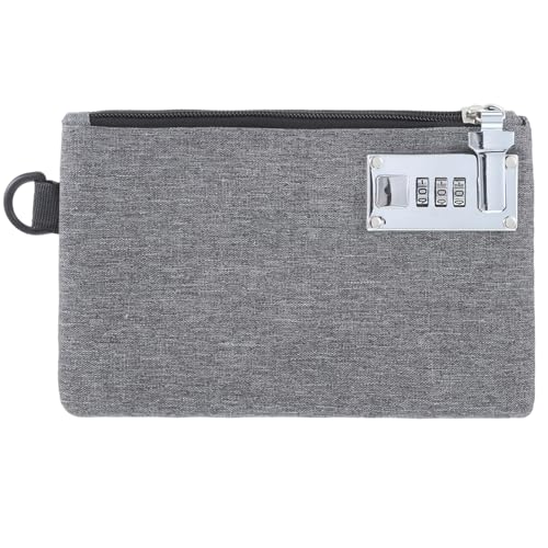 Money Bag with Lock, 5x8in Nylon Notary Bag with Lock, 3-digit Combination Locking Bank Bags for Store Cash, Jewelry, Passport, Medicine, Credit Cards and Valuables, Storage Cash Bags