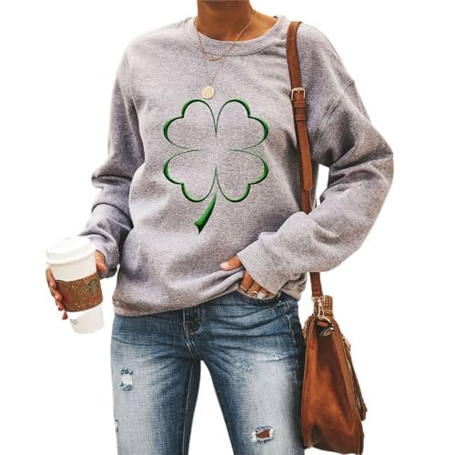 Image of Women's St Patrick's Day Shamrock Sweatshirt Irish Shirts Pullover Top Cute Long Sleeve Holiday Outfit & Gift