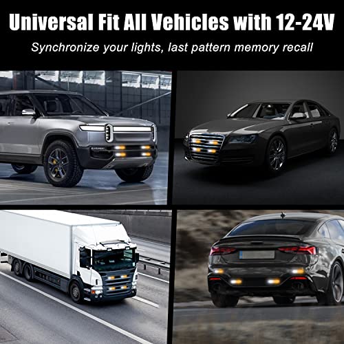 Xt Auto Led Strobe Warning Light 4.4-Inch Ultra Thin Slim 10 Led Light Head Emergency Hazard Beacon Caution Flashing Police Lights For Truck Car Pickup Vehicle Amber White 4-Pack #TOP5