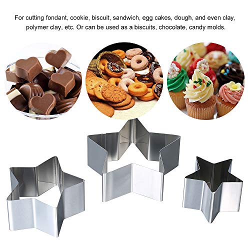 3 peças de cortadores de biscoito de biscoito 430 cortador de biscoito de aço inoxidável cortadores