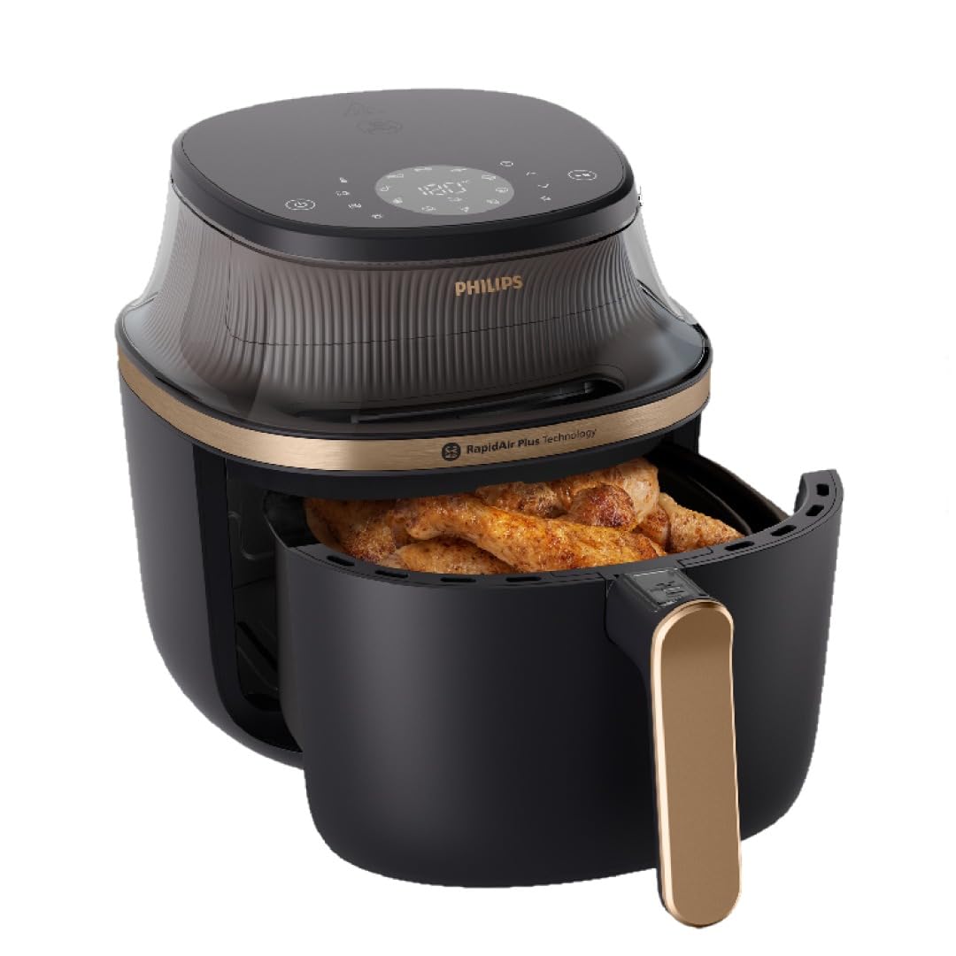 Airfryer 3000 Series 6.2L, Cooking Window, 16-in-1 Airfryer, RapidAir Plus Technology, Fat Removal, HomeID Recipe App, Easy to Clean (NA332/09)