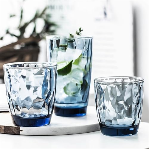Vasos de agua azules grandes de cristal labrado estilo retro 8