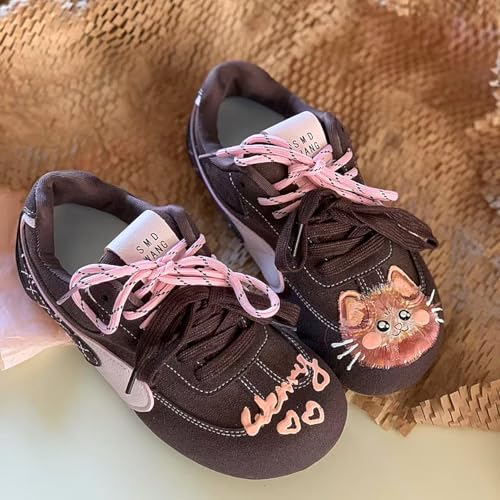 Cute Cat Design Fashion Sneakers, Lightweight Lace-up Casual Walking Running Shoes for Women Girls2