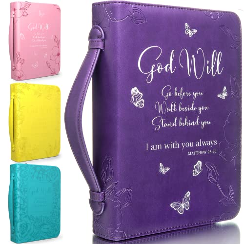 Bible Covers For Women And Girls - Leather Bible Case Bag Large And Medium Size Fits Books Up To 10.1 X 7 X 1.9 Inches - Gift For Women Bright Goods By Dehite - Purple Faux Pu Leather Bible Accessory #TOP2