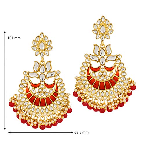Aheli Ethnic Wedding Party Dangle Long Chandbali Earrings Enamel Embellishment Indian Traditional Jewelry For Women #TOP2