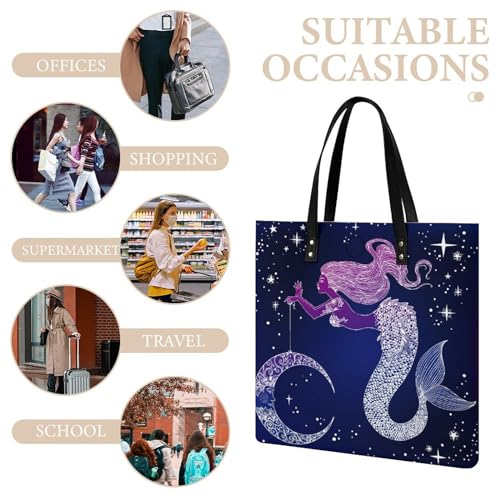 Sac à main sirène de la lune grand format carré au design féerique - 6