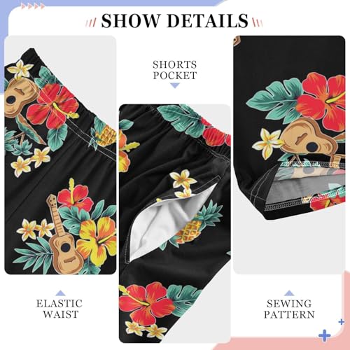Aloha Flowers Boys Long Pants Soft Trousers Elastic Waist Kids Lounge Bottoms with Pockets S-XL4