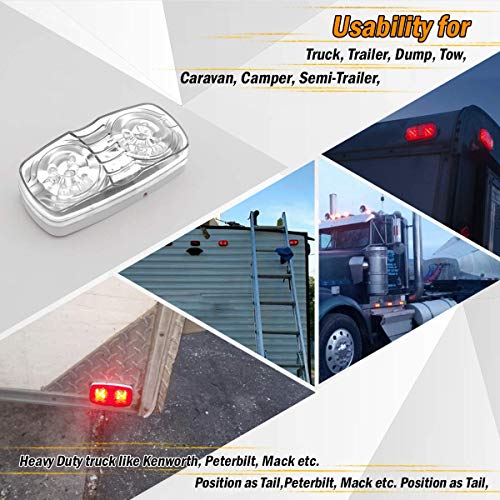 Meerkatt (Pack Of 2) Clear Lens Blue Side Marker Lights Double Bullseye 10 Led Clearance Lamp Heavy Duty Commercial Truck Bulb For Trailer Lorry Suv Pickup 12V Dc Universal Ro12 #TOP7