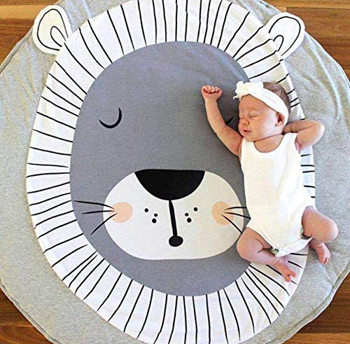 KIKOM Baby Cartoon Lion Rugs Animals Crawling Mat Baby Sleeping Cotton Rugs Baby Play Gym Mat Activity Gym Floor Mat for Toddler Kids for Kids Room Decor 35.4 inches (Lion)