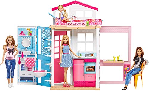Barbie- Casa Componibile con Bambola, 13.5 x 53.5 x 32 cm, DVV48