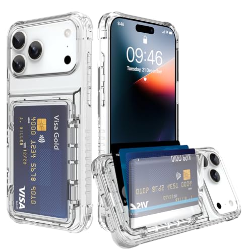 Coque iPhone 17 Pro transparente antichoc intégrale avec porte-carte portefeuille robuste 6.3"