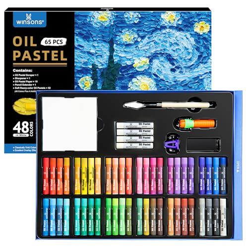 WINSONS 65 PCS Oil Pastel Set, 48 Soft Colors &